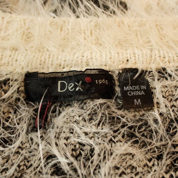 Dex 1963 Aztec Inspired Southwestern Sweater | Black & White Fuzzy Mohair Knit - Picture 7 of 10